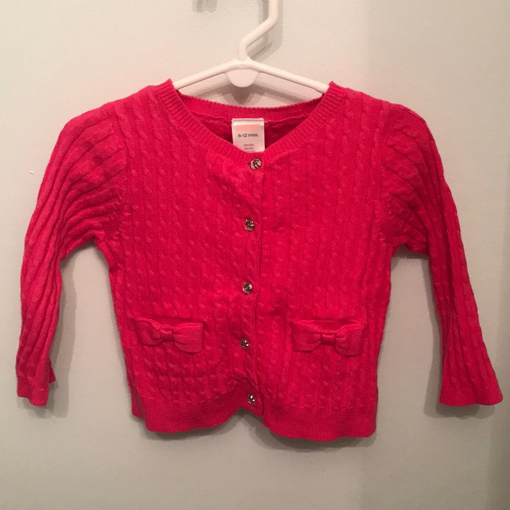 Gymboree pink cable button down cardigan 6-12m New